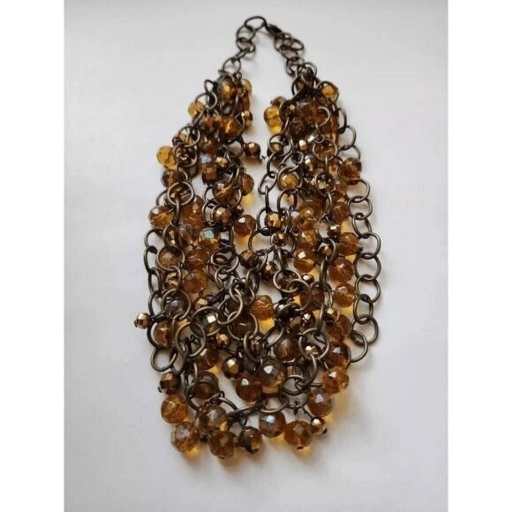 Handmade Crystal Bronze Chain Necklace